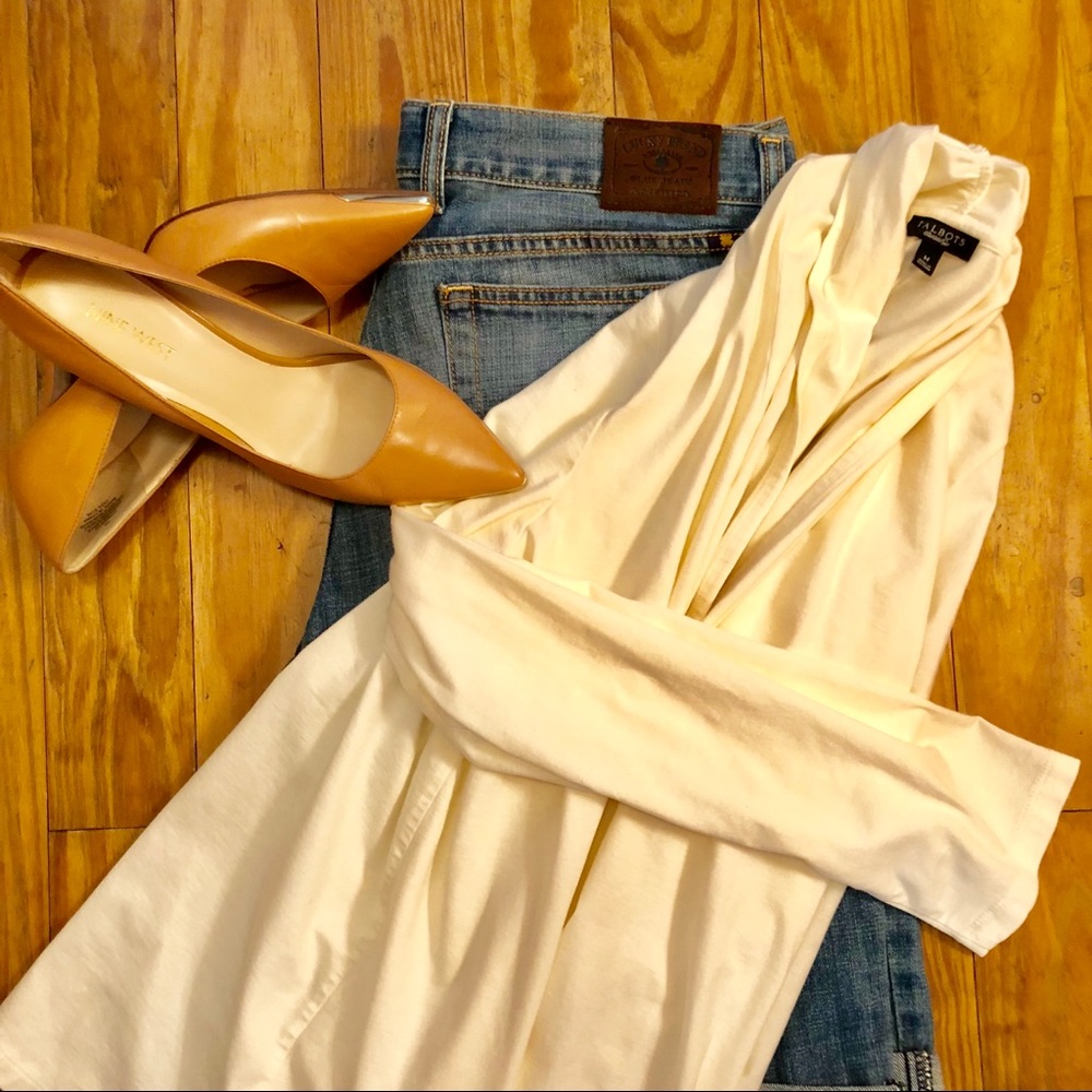 Talbots Ivory Cotton Flyaway Cardigan (Sz L)
